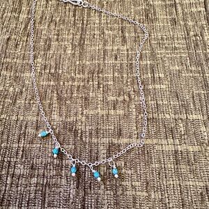 Delicate Sterling Silver Necklace with Turquoise and Silver Beads